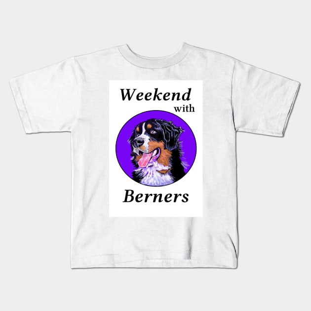 WEEKEND WITH BERNERS CARTOON PUN Kids T-Shirt by MarniD9